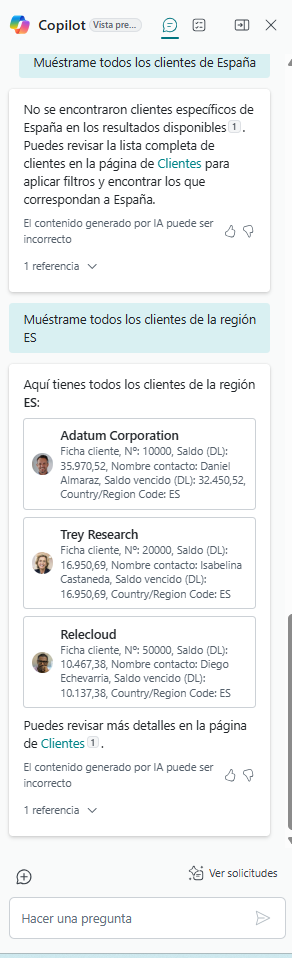 Copilot chatear en Business Central