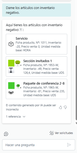 Copilot chatear en Business Central