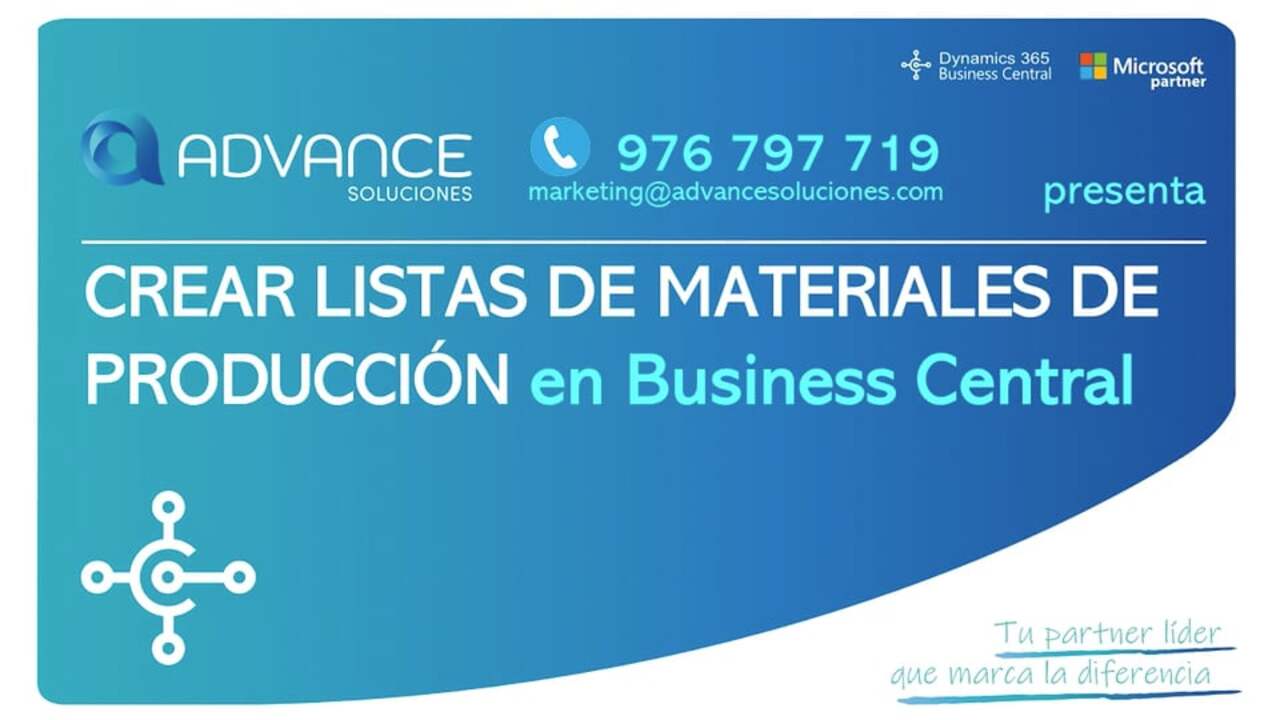 Lista de materiales en Business Central - BOM producción