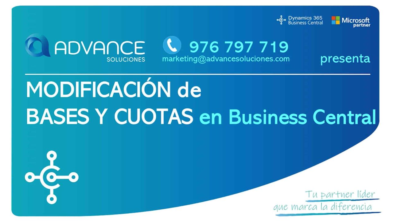 Modificación de bases y cuotas en Business Central